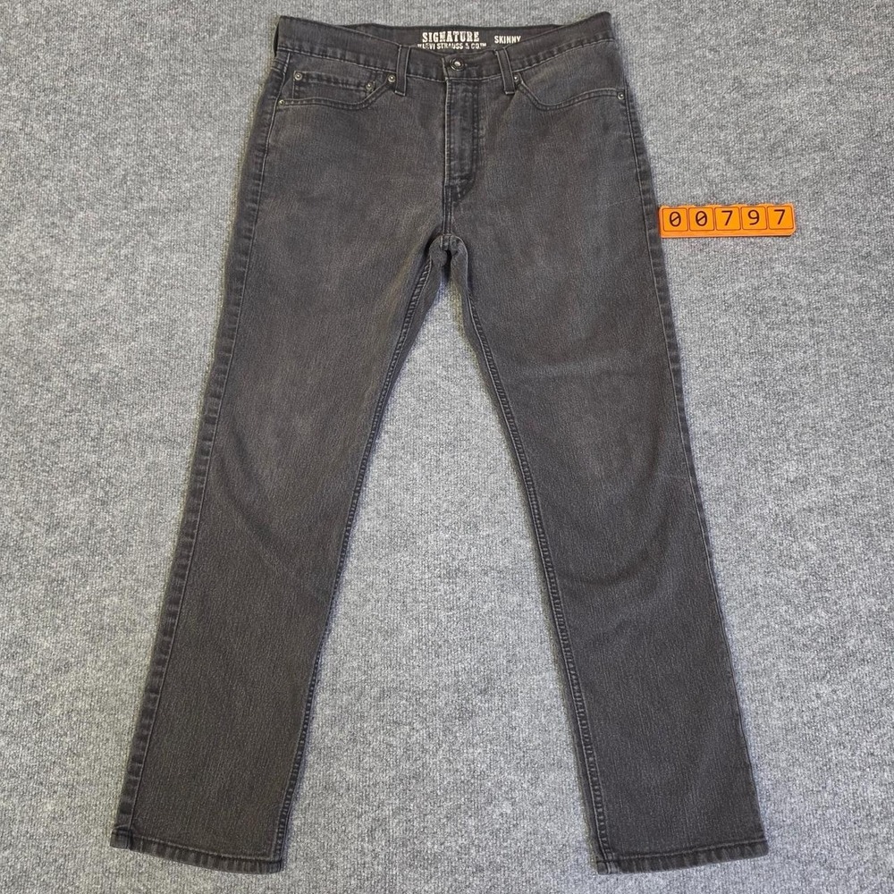 Levi's Signature Skinny Jeans Black Wash Size 34 x 30